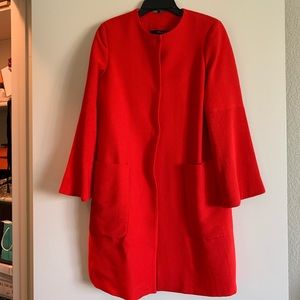 Lapel coat in orange-red, size XS